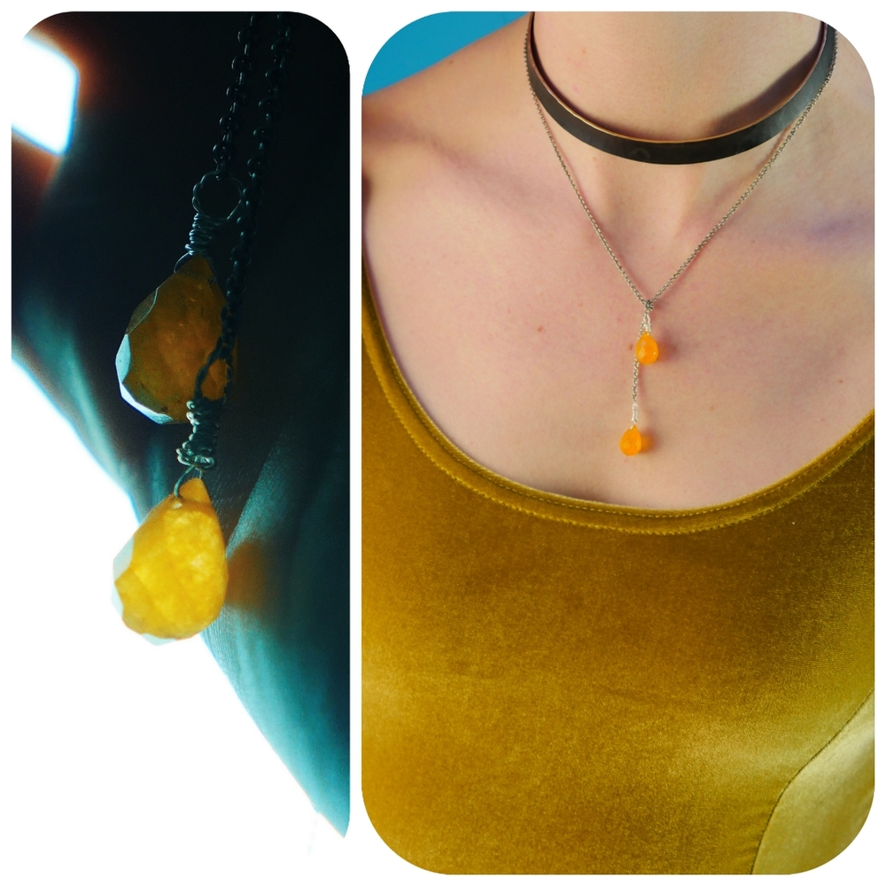 🍒 3 for $10 Citrine Fire Opal Knot Necklace